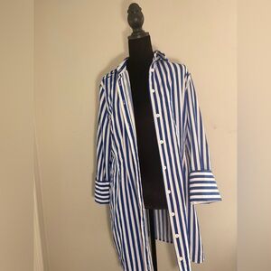 Blue and White Striped Button-Up Shirt